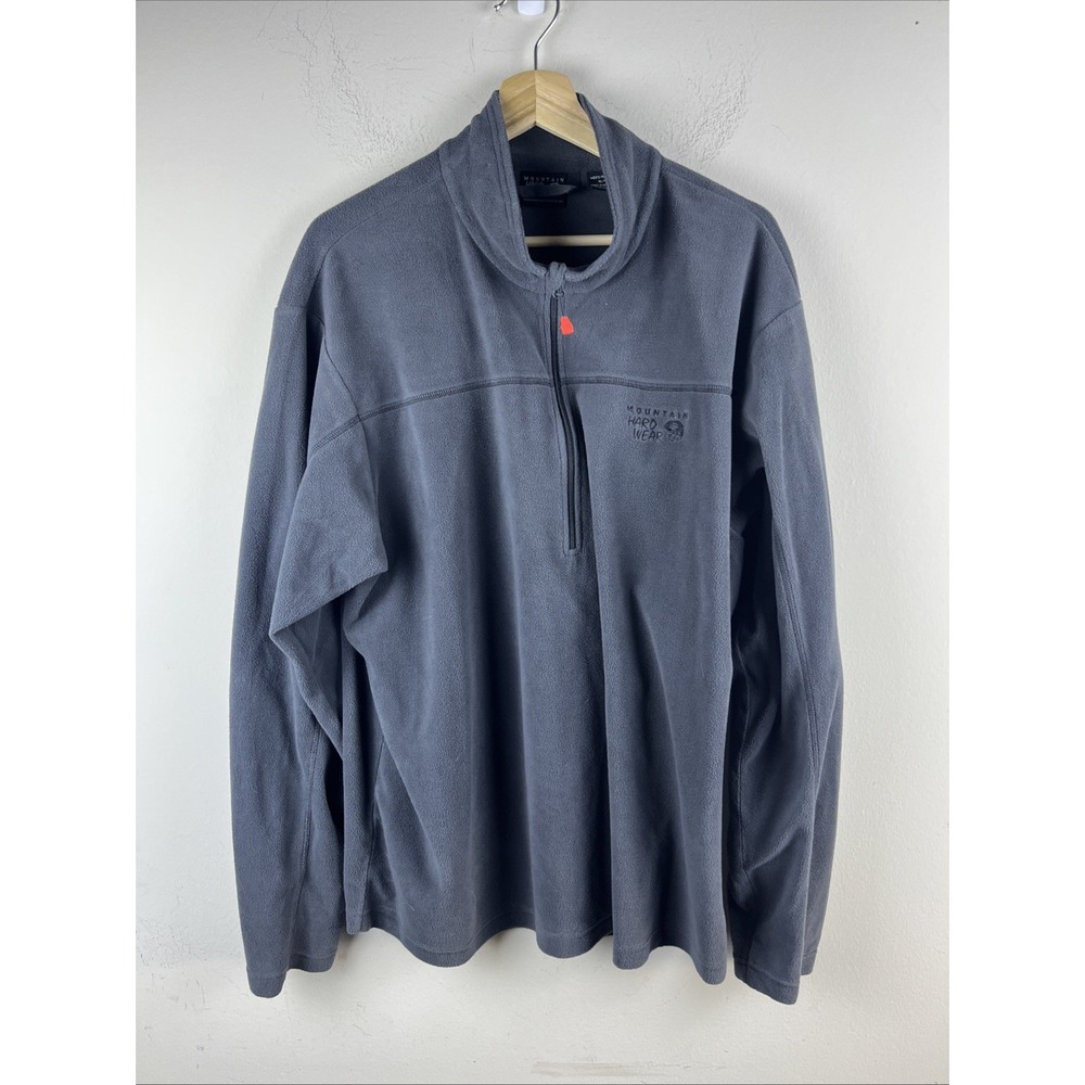 Mountain Hardwear Men's XL Gray Fleece Quarter Zip Pullover Outdoor Hiking Jacke